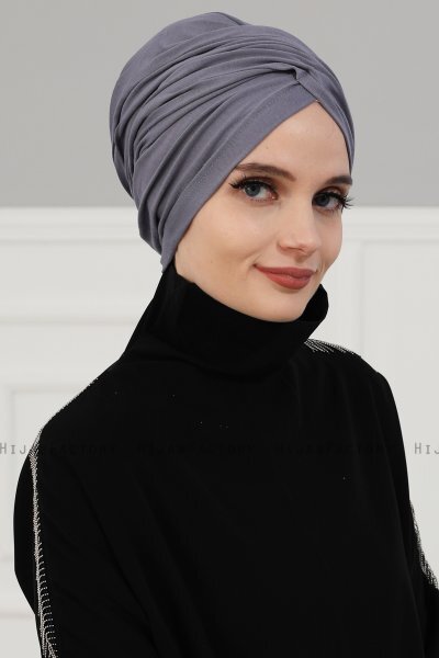 Fiona - Turbante Di Cotone Grigio - Ayse Turban