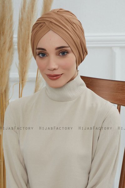 Fiona - Turbante Di Cotone Marrone Chiaro