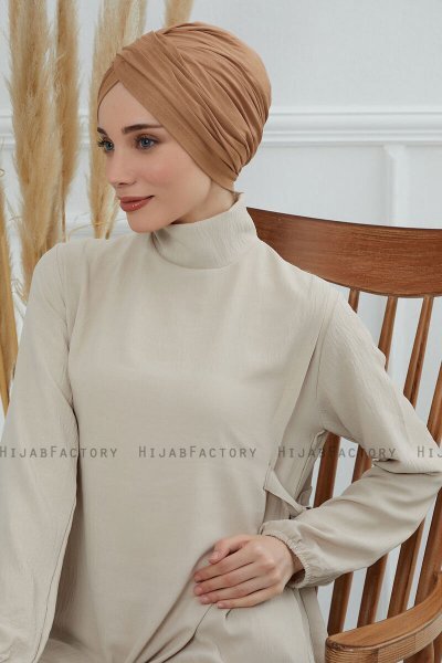 Fiona - Turbante Di Cotone Marrone Chiaro