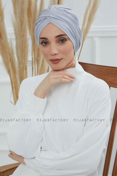 Fiona - Turbante Di Cotone Grigio Chiaro