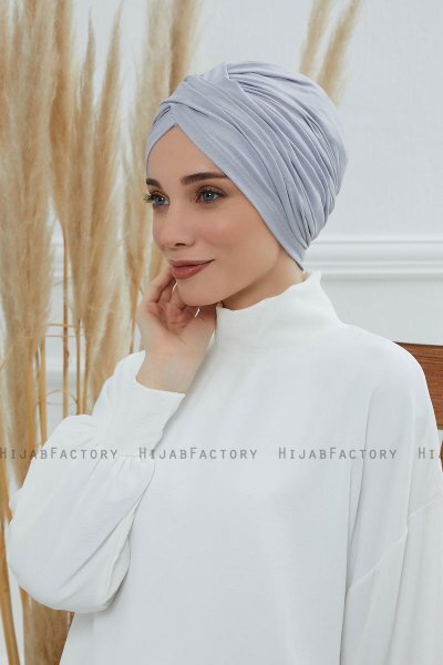 Fiona - Turbante Di Cotone Grigio Chiaro