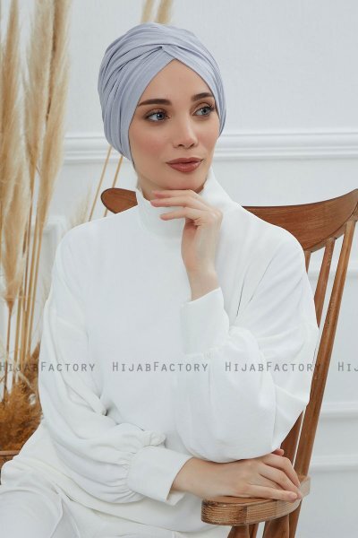 Fiona - Turbante Di Cotone Grigio Chiaro
