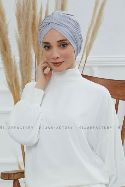 Fiona - Turbante Di Cotone Grigio Chiaro