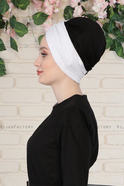 Fiona - Turbante Di Cotone Bianca & Nero