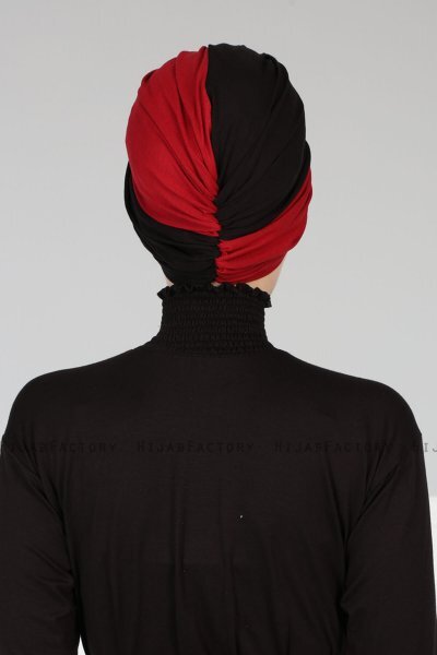 Fiona - Turbante Di Cotone Nero & Bordò