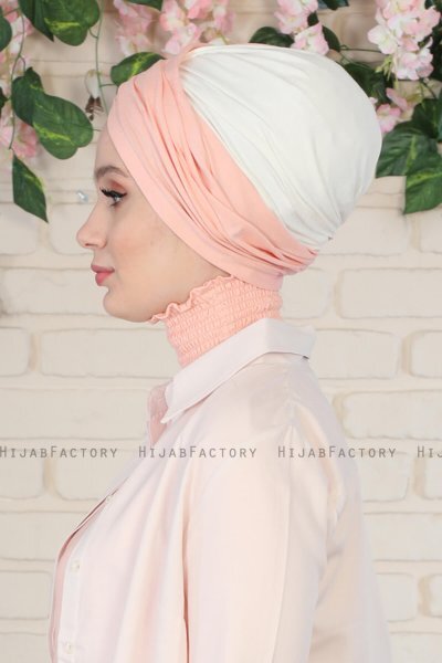 Fiona - Turbante Di Cotone Rosa Antico & Creme