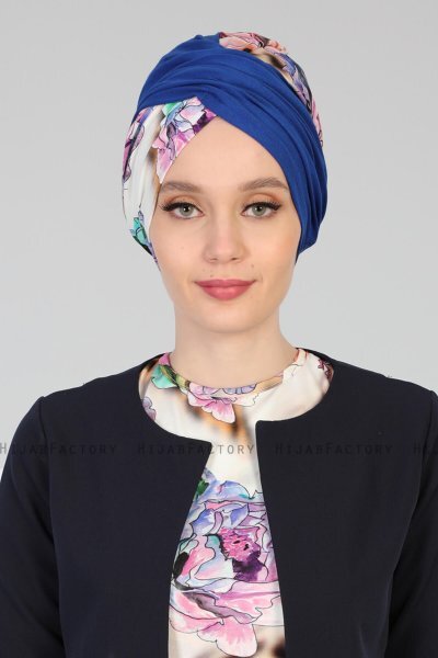 Fiona - Turbante Di Cotone Blu Nature