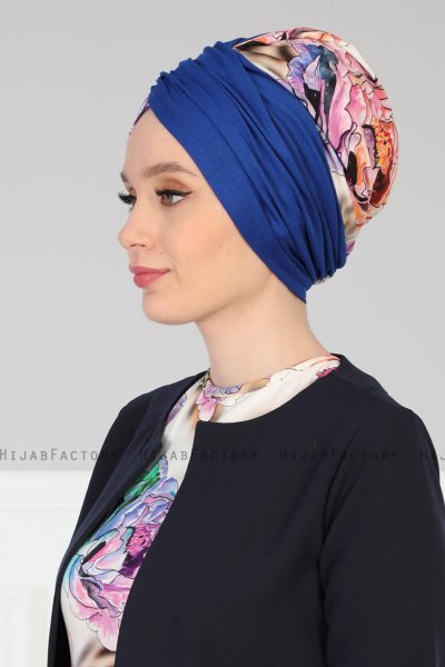 Fiona - Turbante Di Cotone Blu Nature