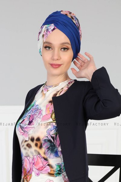 Fiona - Turbante Di Cotone Blu Nature