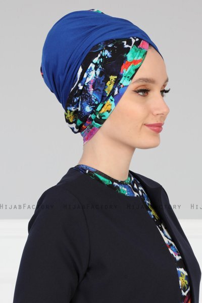 Fiona - Turbante Di Cotone Blu Galaxy