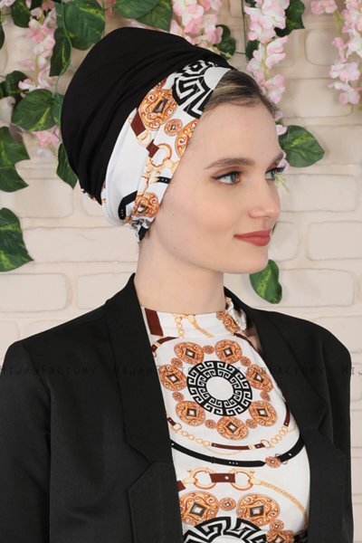 Fiona - Turbante Di Cotone Black Elegant