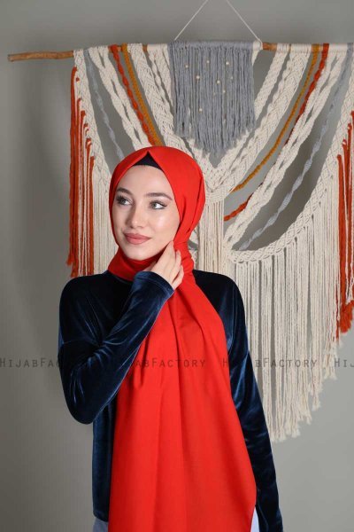 Alida - Hijab Di Cotone Rosso - Mirach