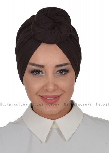 Amy - Turbante Di Cotone Marrone - Ayse Turban