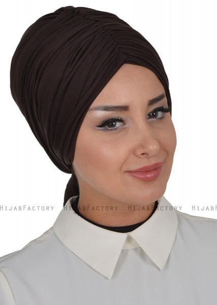 Amy - Turbante Di Cotone Marrone - Ayse Turban