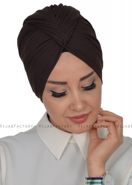 Amy - Turbante Di Cotone Marrone - Ayse Turban