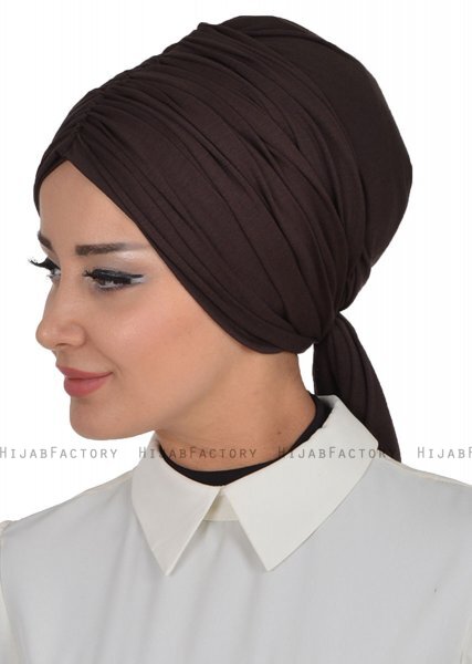 Amy - Turbante Di Cotone Marrone - Ayse Turban