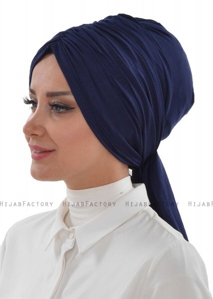 Amy - Turbante Di Cotone Blu Navy - Ayse Turban