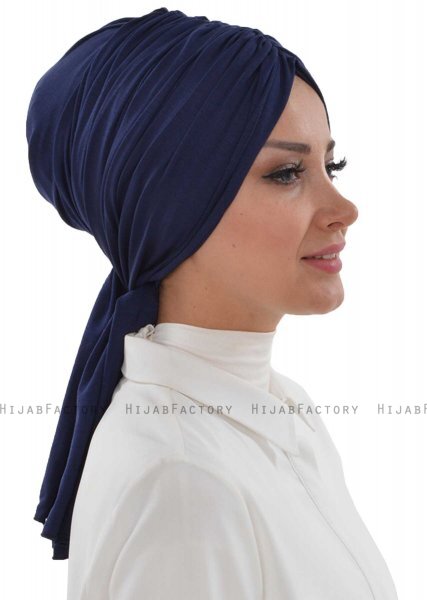 Amy - Turbante Di Cotone Blu Navy - Ayse Turban
