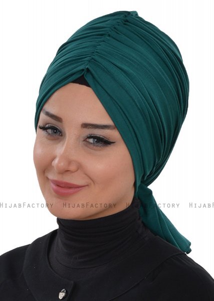 Amy - Turbante Di Cotone Verde Scuro - Ayse Turban