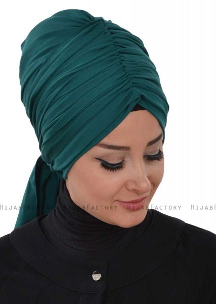 Amy - Turbante Di Cotone Verde Scuro - Ayse Turban