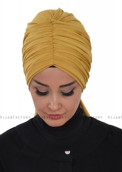 Amy - Turbante Di Cotone Mostarda - Ayse Turban
