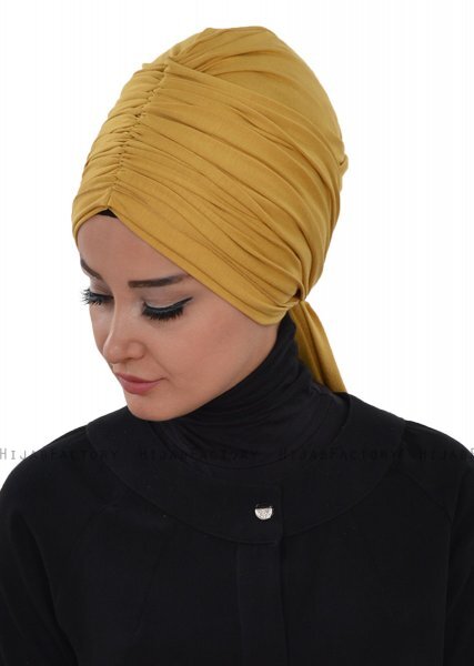 Amy - Turbante Di Cotone Mostarda - Ayse Turban