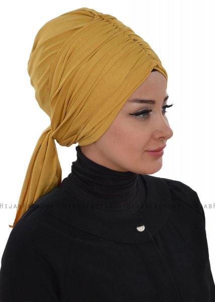Amy - Turbante Di Cotone Mostarda - Ayse Turban