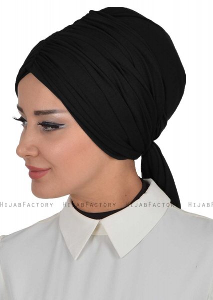 Amy - Turbante Di Cotone Nero - Ayse Turban 320001-6