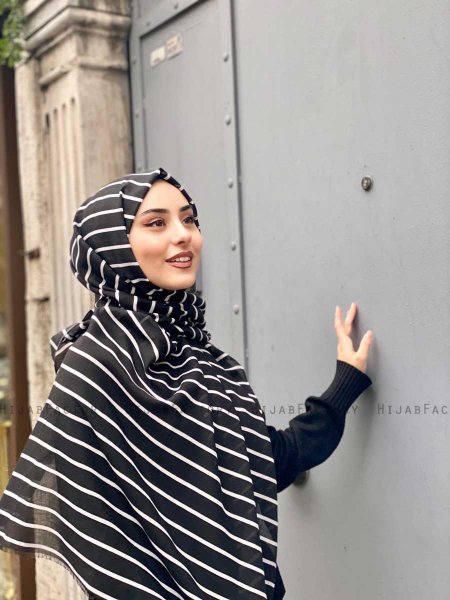 Aniso - Hijab Fantasia Di Cotone Nero - Mirach