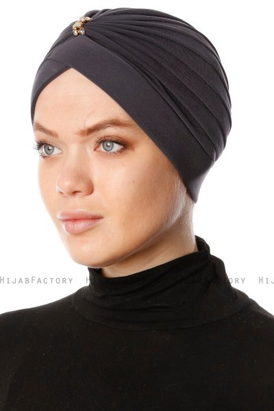 Arwa - Turbante Crepe Chiffon Antracite - Sehr-i Sal