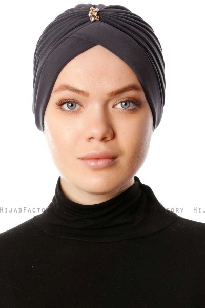 Arwa - Turbante Crepe Chiffon Antracite - Sehr-i Sal