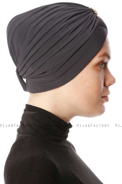 Arwa - Turbante Crepe Chiffon Antracite - Sehr-i Sal