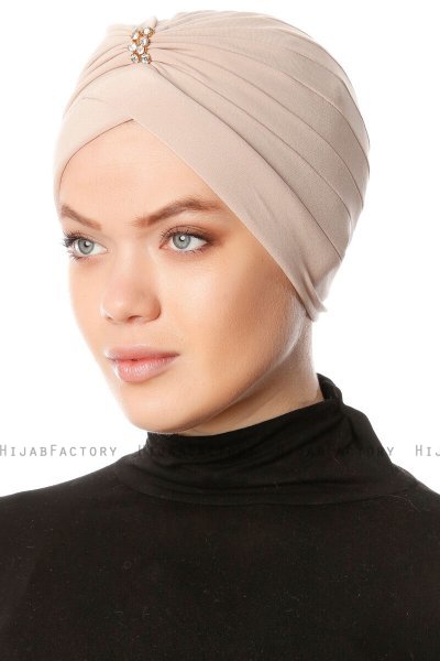 Arwa - Turbante Crepe Chiffon Beige - Sehr-i Sal