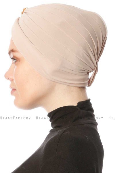 Arwa - Turbante Crepe Chiffon Beige - Sehr-i Sal