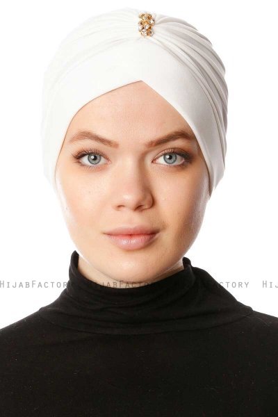 Arwa - Turbante Crepe Chiffon Creme - Sehr-i Sal