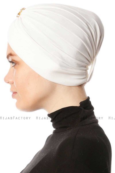 Arwa - Turbante Crepe Chiffon Creme - Sehr-i Sal