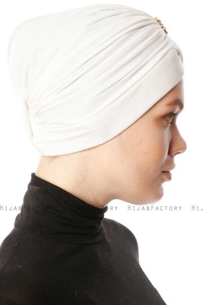 Arwa - Turbante Crepe Chiffon Creme - Sehr-i Sal