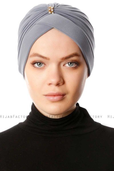 Arwa - Turbante Crepe Chiffon Grigio - Sehr-i Sal