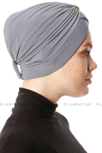 Arwa - Turbante Crepe Chiffon Grigio - Sehr-i Sal