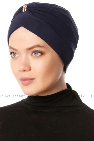 Arwa - Turbante Crepe Chiffon Blu Navy - Sehr-i Sal