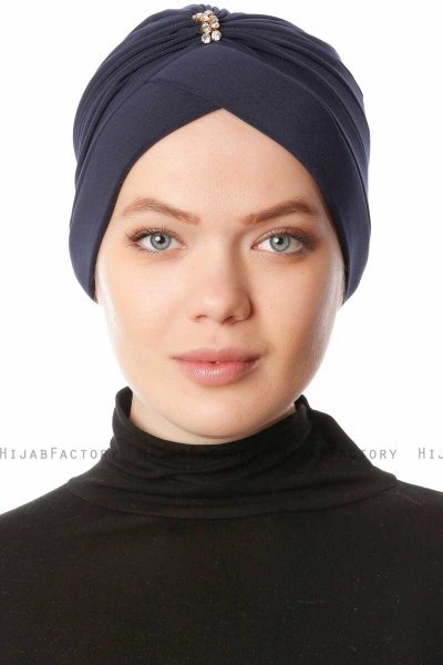Arwa - Turbante Crepe Chiffon Blu Navy - Sehr-i Sal