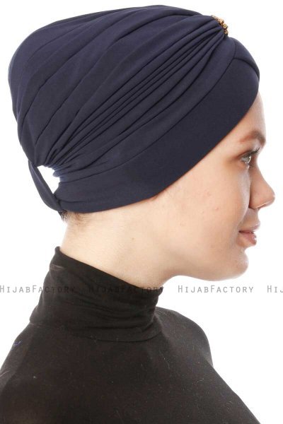 Arwa - Turbante Crepe Chiffon Blu Navy - Sehr-i Sal