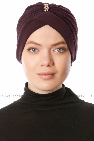 Arwa - Turbante Crepe Chiffon Prugna - Sehr-i Sal
