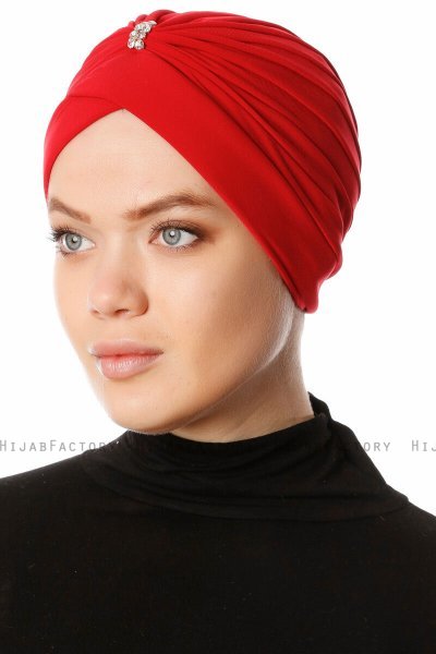 Arwa - Turbante Crepe Chiffon Rosso - Sehr-i Sal