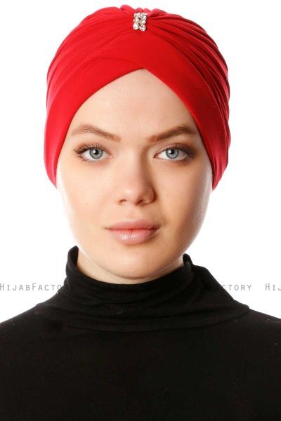 Arwa - Turbante Crepe Chiffon Rosso - Sehr-i Sal