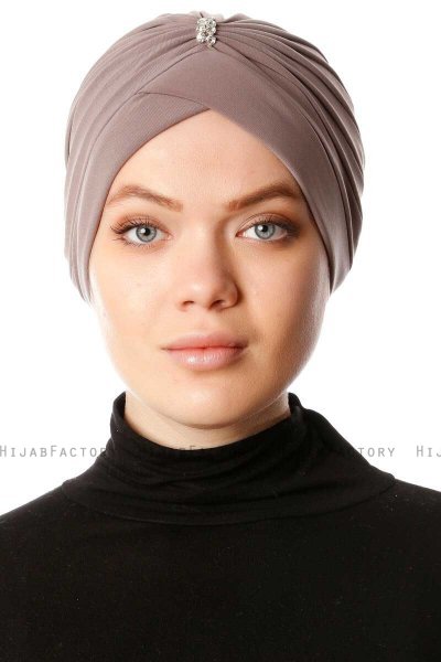 Arwa - Turbante Crepe Chiffon Taupe - Sehr-i Sal