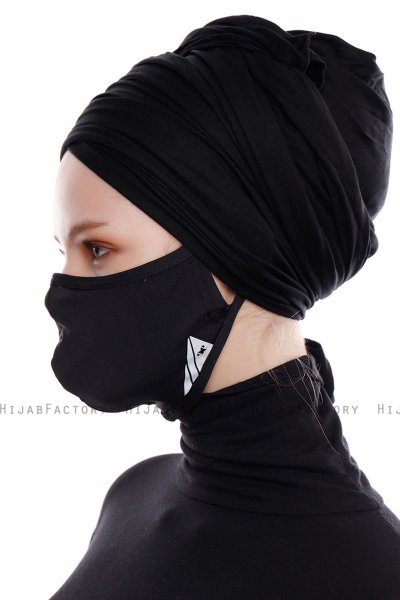 Asli - Hijab Sport Maschera Nero / Copertura Facciale