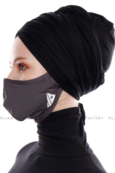 Asli - Hijab Sport Maschera Antracite / Copertura Facciale