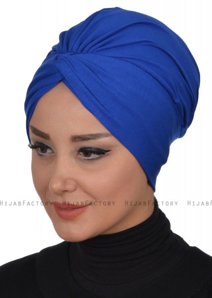 Astrid - Turbante Di Cotone Blu - Ayse Turban