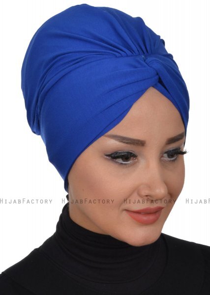 Astrid - Turbante Di Cotone Blu - Ayse Turban